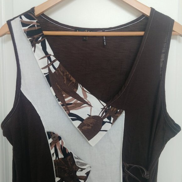 Jane & John brown white patchwork linen dress lagenlook size XL - Picture 7 of 15